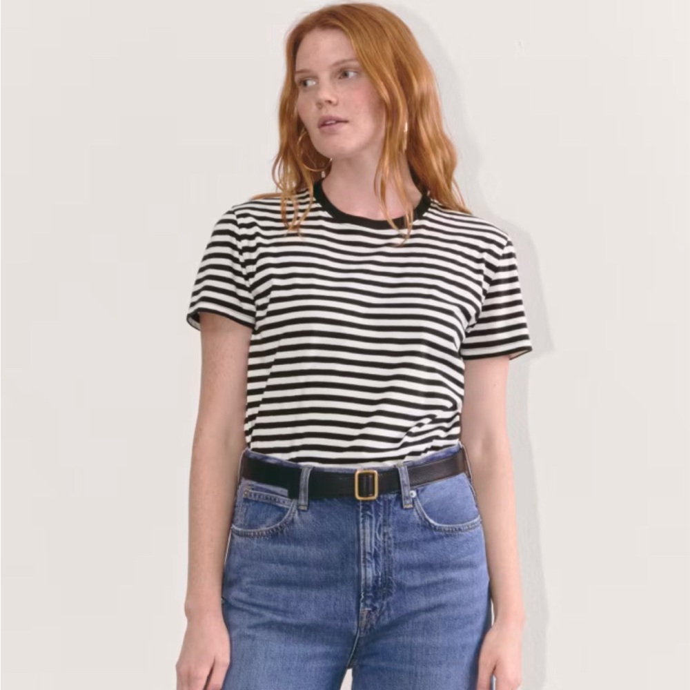 Everlane organic box cut tee | Size S | golden brown stripes